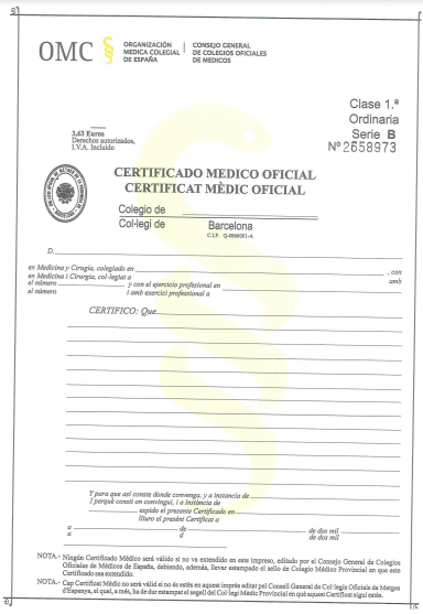 Certificado M Dico Para El Permiso De Residencia